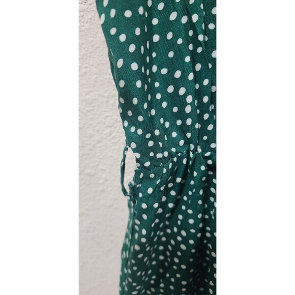 Beachsissi Green And White Polka Dot Dress Ruffle Short Sleeve Workwear Preppy M - Picture 4 of 5